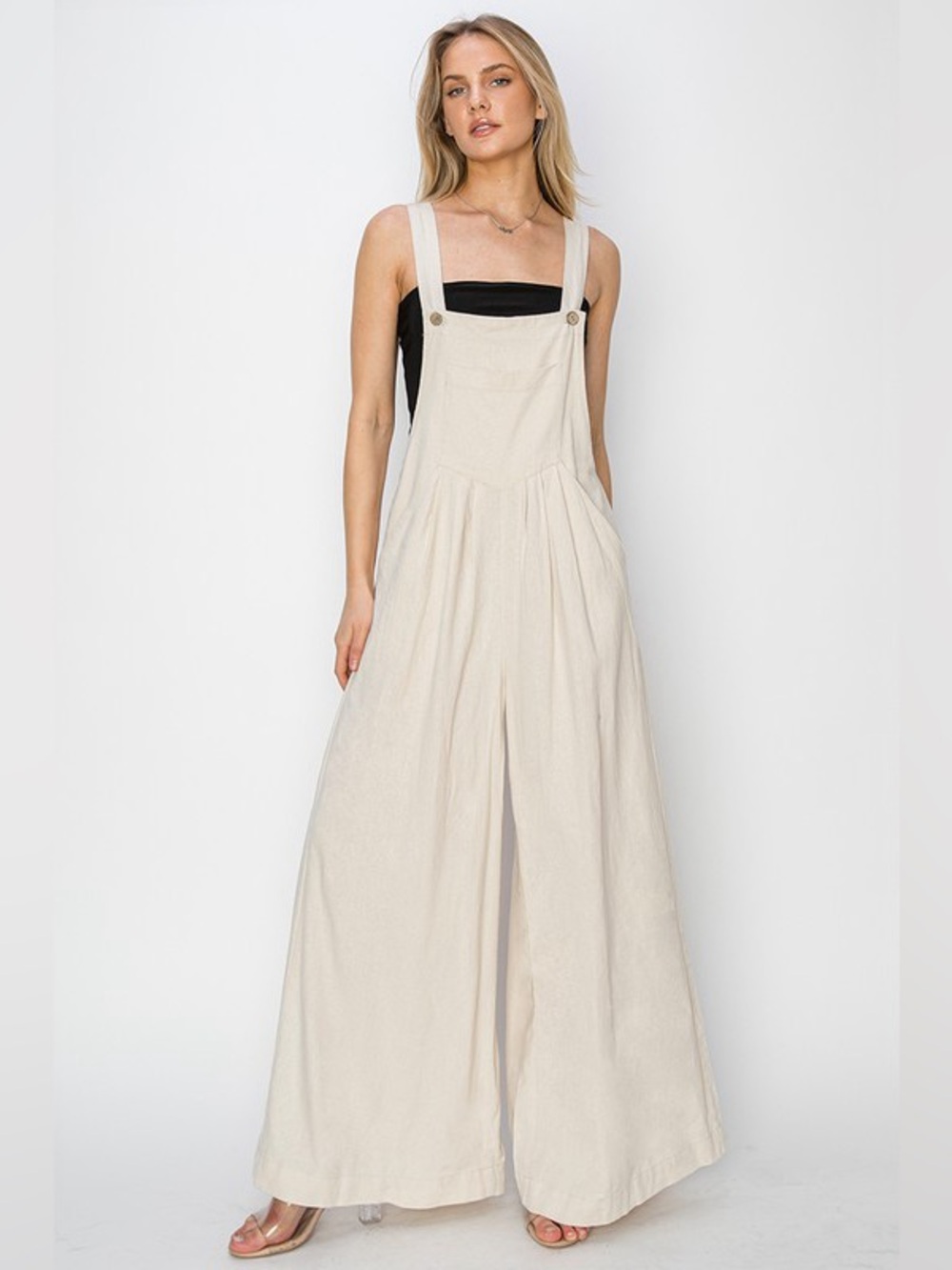 Risen Linen Wide Leg Adjustable Overall Jumpsuit – Various Sizes